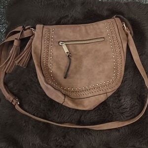 Brown Studded Crossbody Bag With Tassel Accessories Purse Western Flare